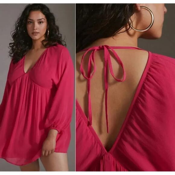 Anthropologie x Let Me Be Forever That Girl Sheer Flowy Mini Dress NWT XL - Picture 1 of 9